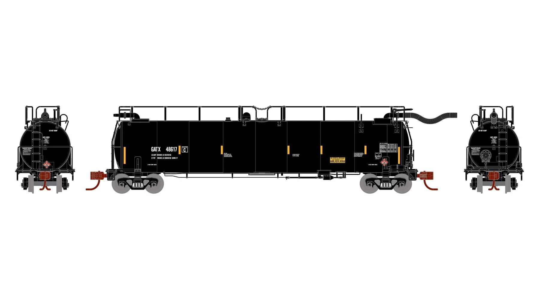 Athearn ATH15061 N TankTrain Intermediate Single Car, GATX Yellow Stripe #48624 1 Athearn ATH15061 N TankTrain Intermediate Single Car, GATX Yellow Stripe #48624