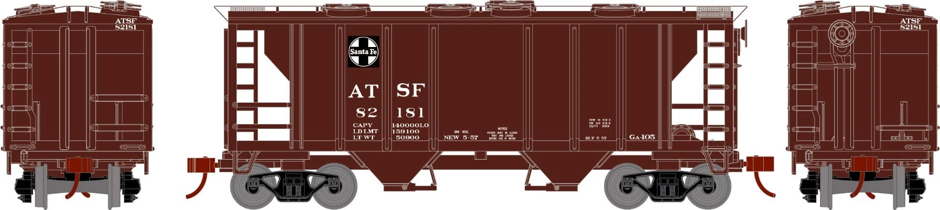 Athearn 15410 HO PS-2 2003 Covered Hopper Santa Fe #82181 1 Athearn 15410 HO PS-2 2003 Covered Hopper Santa Fe #82181