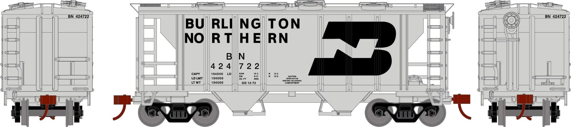 Athearn 15415 HO PS-2 2003 Covered Hopper Burlington Northern #424722 1 Athearn 15415 HO PS-2 2003 Covered Hopper Burlington Northern #424722