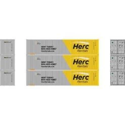 Athearn 20109 N 40ft Low Cube Container - Herc Rentals (3 Pack)