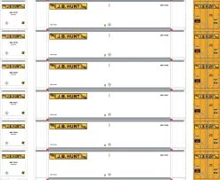 Athearn 28017 HO 48ft Container JB Hunt #701125/701189/701246/701277/701343/701421 6 Pack