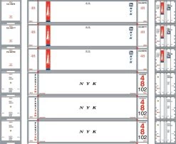 Athearn 28020 HO 48ft Container NYK #482761/482777/482780/482306/482310/482323 6 Pack