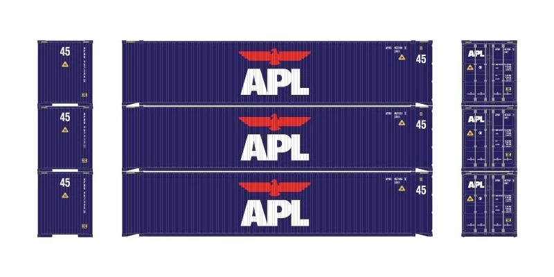 Athearn ATH28045 HO RTR 45ft Container, APL 3-Pack #2 1 Athearn ATH28045 HO RTR 45ft Container, APL 3-Pack #2