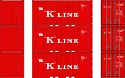 Athearn 28072 HO 20ft Corrugated Container With Panels K-Line #2673805 / 2673829 / 2673851