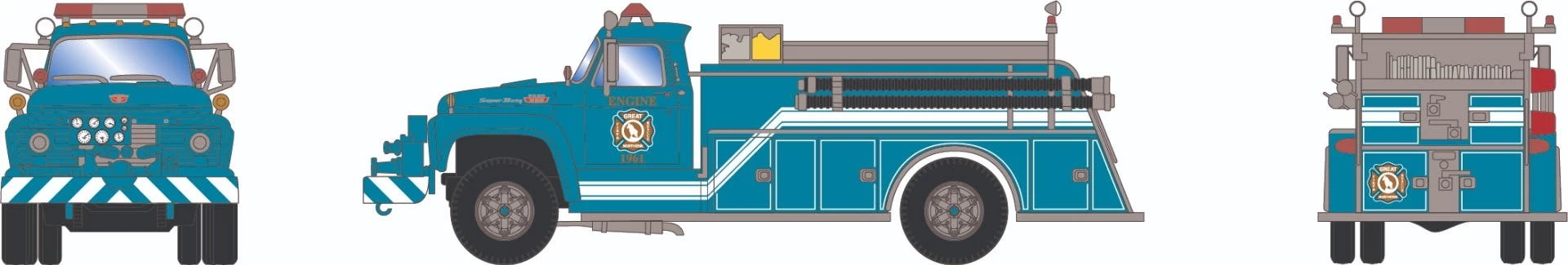 Athearn 4573 HO Ford F850 Pumper Great Northern #1961 1 Athearn 4573 HO Ford F850 Pumper Great Northern #1961