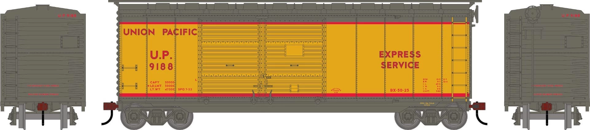 Athearn 72244 HO 40ft Express Box Car Union Pacific #9188 1 Athearn 72244 HO 40ft Express Box Car Union Pacific #9188