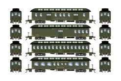 Athearn ATH84859 HO 50ft Old Time Overland Passenger Set, Southern