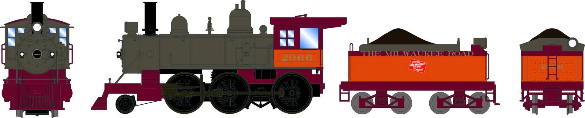 Athearn 87239 HO 2-6-0 Steam Locomotive Milwaukee Road #2966 1 Athearn 87239 HO 2-6-0 Steam Locomotive Milwaukee Road #2966