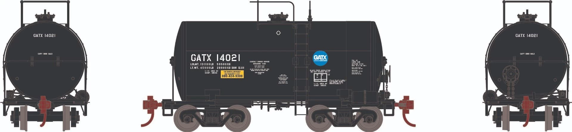 Athearn 97183 HO 30ft NACC 8,000 Gallon Tank Car GATX (Service Driven) #14021 1 Athearn 97183 HO 30ft NACC 8,000 Gallon Tank Car GATX (Service Driven) #14021