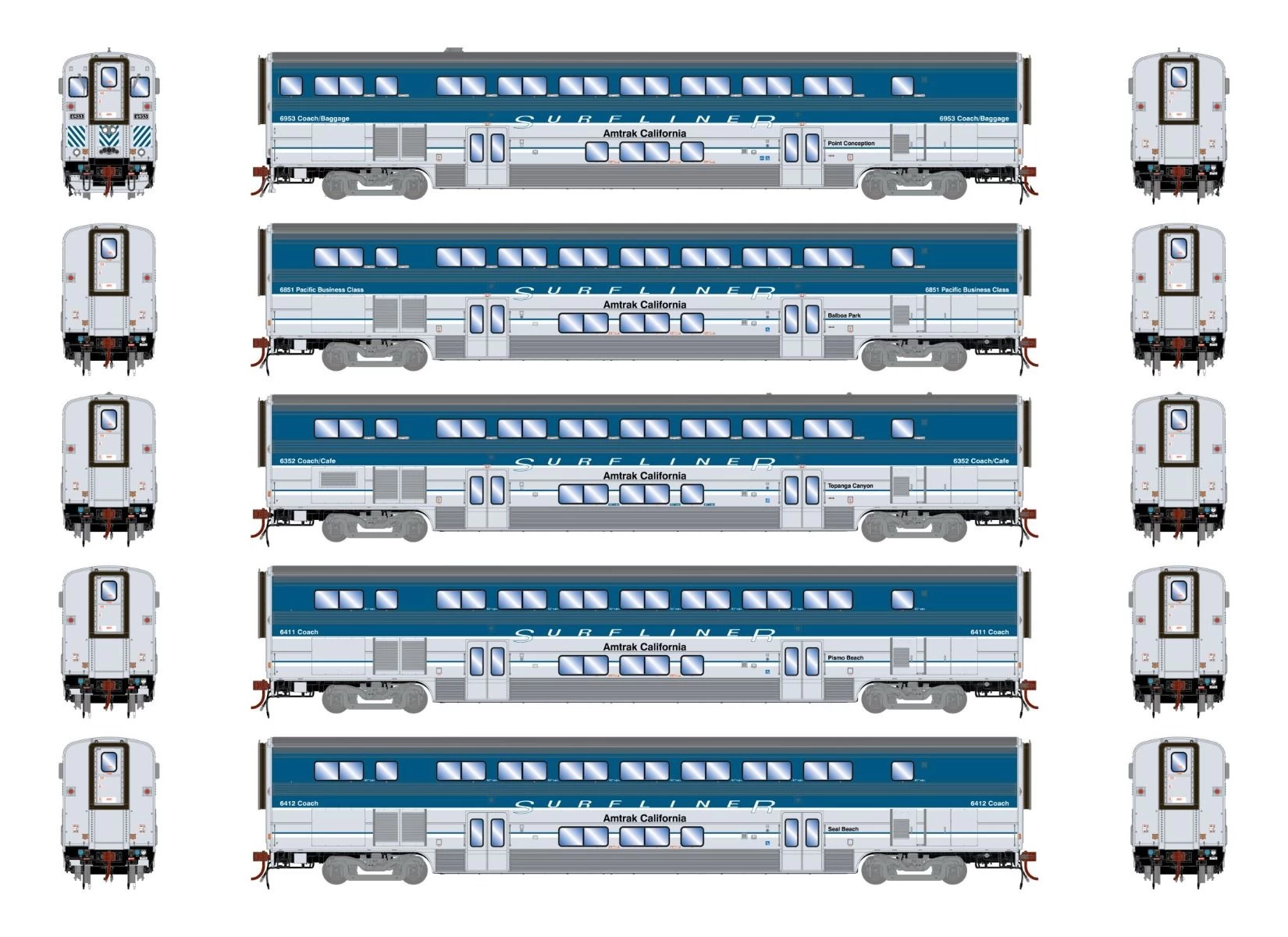 Athearn Genesis ATHG23793 HO Amtrak Surfliner, DCC/Sound/Lights, Pacific Surfliner 5-Car Set 1 Athearn Genesis ATHG23793 HO Amtrak Surfliner, DCC/Sound/Lights, Pacific Surfliner 5-Car Set