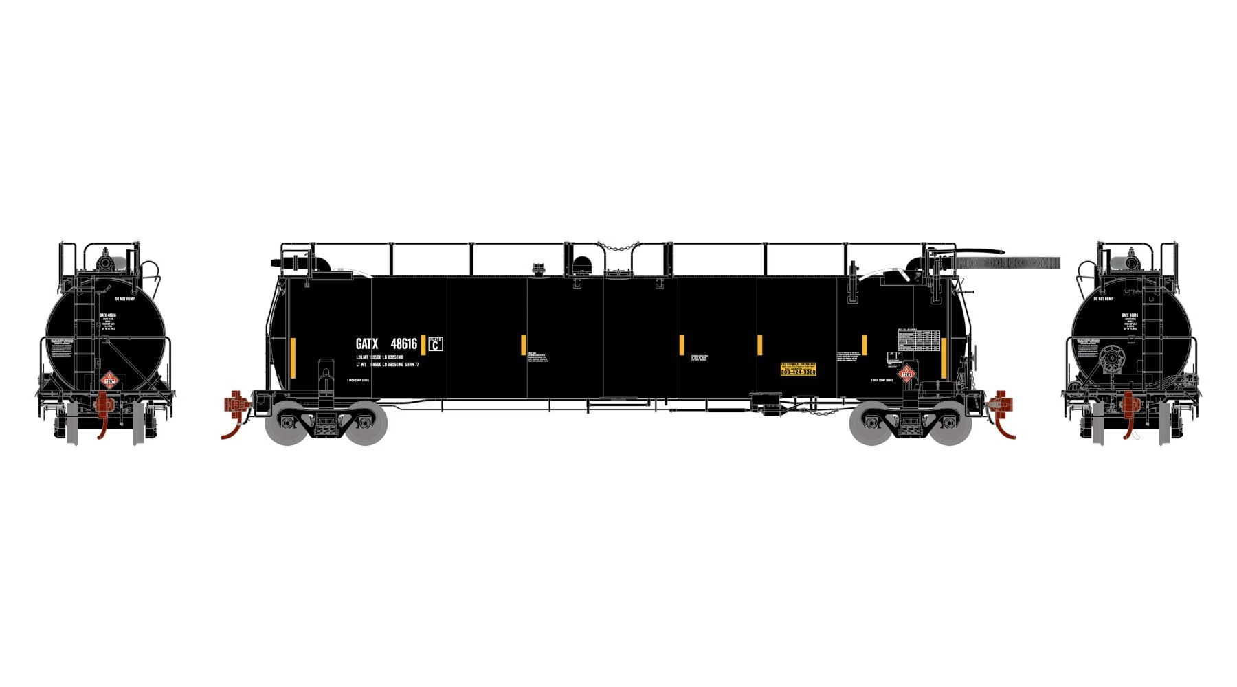 Athearn Genesis ATHG67929 HO TankTrain, Intermediate Single Car, GATX Yellow Stripe #48622 1 Athearn Genesis ATHG67929 HO TankTrain, Intermediate Single Car, GATX Yellow Stripe #48622