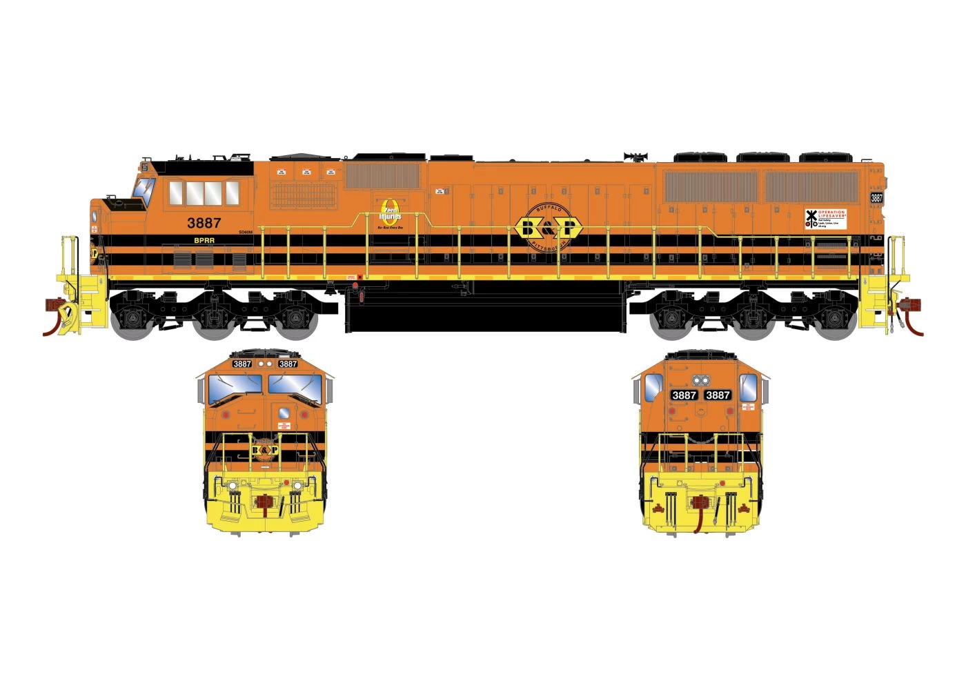 Athearn Genesis ATHG8511 HO EMD SD60M, Tsunami2 DCC Sound, Buffalo & Pittsburgh #3887 1 Athearn Genesis ATHG8511 HO EMD SD60M, Tsunami2 DCC Sound, Buffalo & Pittsburgh #3887