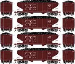 Athearn RoundHouse 50011 HO 34ft 2-Bay Ribbed Side Hopper New York Central 4 Pack
